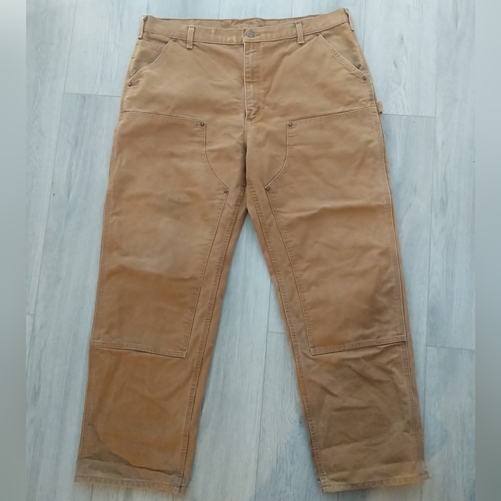 Carhartt Double Knee Carpenter Pants Mens Sz 40x32 B136-BRN Duck Canvas Loose